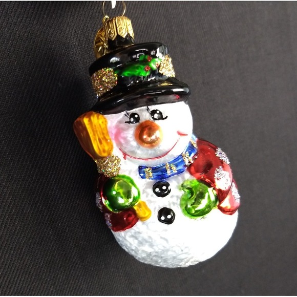 Christopher Radko Christmas Ornament Snowman Handmade Glitter Logo Original Box - Picture 1 of 16